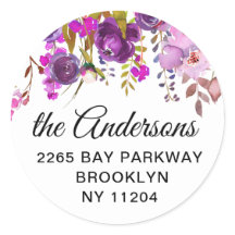 Paarse Violet Bloemen Retouradres Envelop Seal