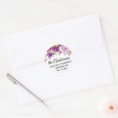 Paarse Violet Bloemen Retouradres Envelop Seal Ronde Sticker (Envelop)