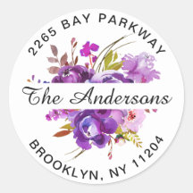 Paarse Violet Bloemen Retouradres Envelop Seal