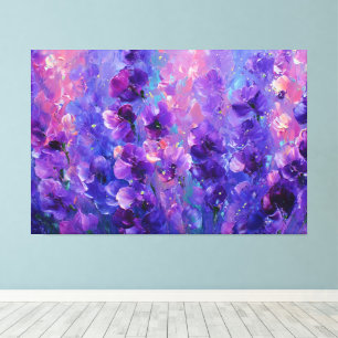 Paarse Violet Bloemendroom Abstracte Wandkunst Canvas Afdruk