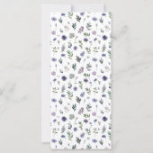 Paarse violet bloemenrustieke bruiloft menukaarten (Achterkant)