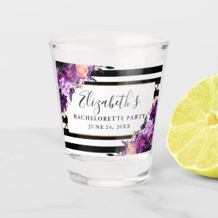 Paarse Violet Bloemgestreepte Meidenavond Feest Shot Glas