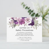Paarse Violet Bloemige Trouw COVID-19 Veiligheid Informatiekaartje (Staand voorkant)