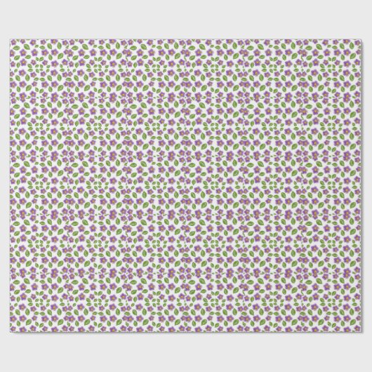 Paarse Violet Bloemmotief Canvas – Kunst Cadeaupapier (Vlak)