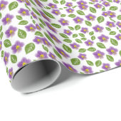 Paarse Violet Bloemmotief Canvas – Kunst Cadeaupapier (Rol Hoek)