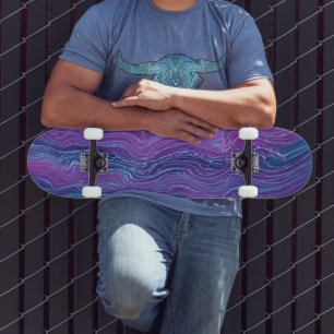 Paarse Violet Blue Marbling Acrylonthouding Persoonlijk Skateboard