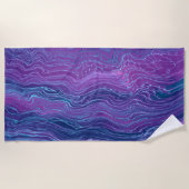 Paarse Violet Blue Marbling Acrylonthouding Strandlaken (Voorkant)