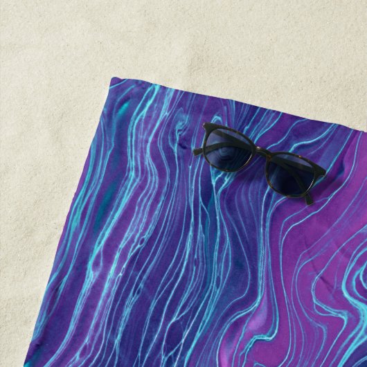 Paarse Violet Blue Marbling Acrylonthouding Strandlaken (In situ)