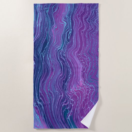 Paarse Violet Blue Marbling Acrylonthouding Strandlaken (Voorkant)