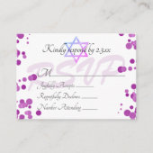 Paarse Violet Bubbles Stippen Bat Mitzvah RSVP-kaa Advieskaart (Voorkant)