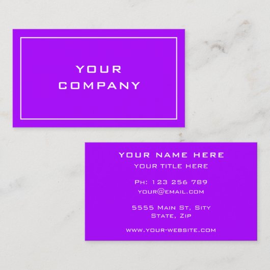 Paarse Violet Colors Visitekaartje Uw kleurenlette (Voorkant / Achterkant)