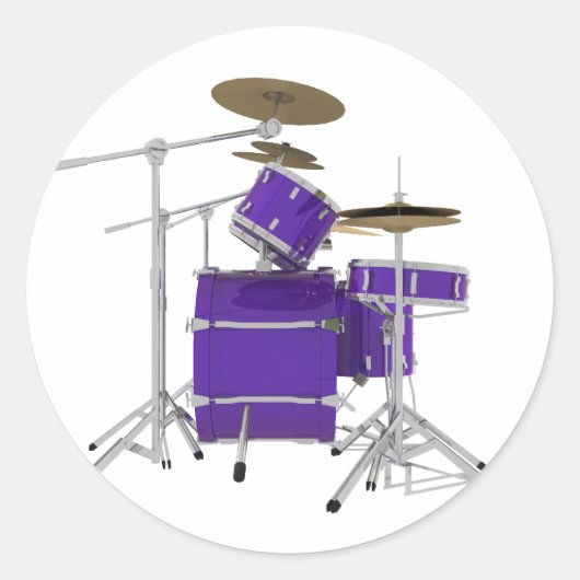 Paarse / Violet Drum Kit: Ronde Sticker (Voorkant)