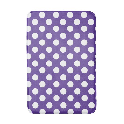 Paarse Violet en witte pooldots Badmat (Voorkant Verticaal)