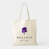 Paarse Violet Februari Geboorte Bloem Marktnaam Tote Bag (Achterkant)