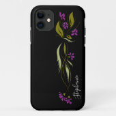 Paarse Violet Floral Black Case-Mate iPhone Case (Achterkant)