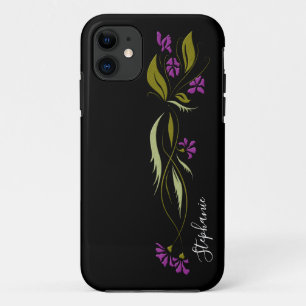 Paarse Violet Floral Black Case-Mate iPhone Case