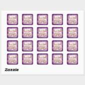 Paarse Violet Floral Dank je wel winkelen Vierkante Sticker (Vel)