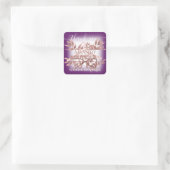 Paarse Violet Floral Dank je wel winkelen Vierkante Sticker (Tas)