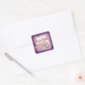 Paarse Violet Floral Dank je wel winkelen Vierkante Sticker (Envelop)
