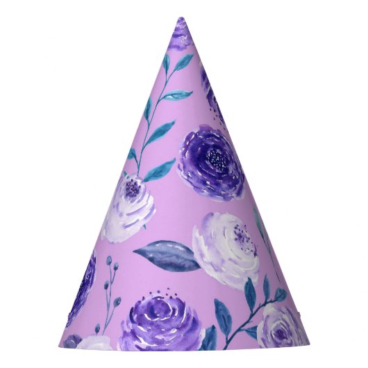 Paarse Violet Floral Feesthoedjes (Voorkant)