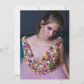 Paarse Violet Floral Geometric PhotoQuinceañera Kaart (Achterkant)