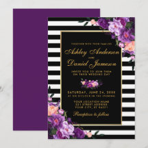 Paarse Violet Floral Gold Black Stripes BP