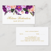Paarse Violet Floral Hair Stylist Benoeming G Afsprakenkaartje (Voorkant / Achterkant)