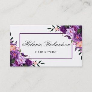Paarse Violet Floral Hair Stylist Benoeming GP Afsprakenkaartje