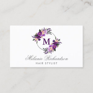 Paarse Violet Floral Hair Stylist Benoeming M Afsprakenkaartje