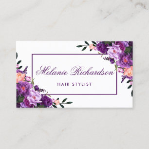 Paarse Violet Floral Hair Stylist Benoeming P Afsprakenkaartje