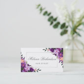Paarse Violet Floral Hair Stylist Benoeming S Afsprakenkaartje (Staand voorkant)