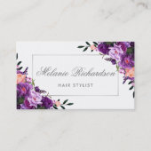 Paarse Violet Floral Hair Stylist Benoeming S Afsprakenkaartje (Voorkant)