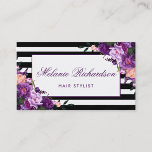 Paarse Violet Floral Hair Stylist Benoeming SP Afsprakenkaartje