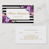 Paarse Violet Floral Hair Stylist Benoeming SPG Afsprakenkaartje (Voorkant / Achterkant)