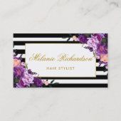 Paarse Violet Floral Hair Stylist Benoeming SPG Afsprakenkaartje (Voorkant)