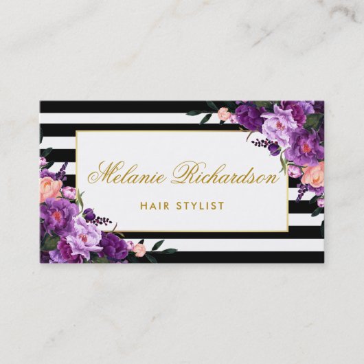 Paarse Violet Floral Hair Stylist Benoeming SPG Afsprakenkaartje (Voorkant)