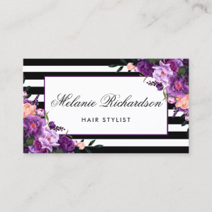Paarse Violet Floral Hair Stylist Benoeming ST Afsprakenkaartje
