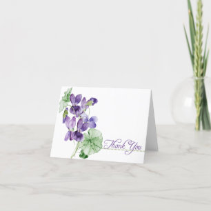 Paarse Violet Floral Hartelijk dank Bedankkaart