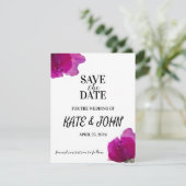 Paarse Violet Floral Save The Date (Staand voorkant)