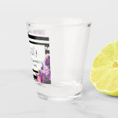 Paarse Violet Floral Striped Bachelorette Party Shot Glas (Rechts)