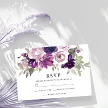 Paarse Violet Floral Waterverf Wedding