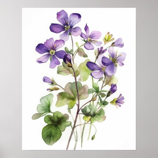 Paarse Violet Flowers Art Print Poster (Voorkant)