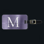 Paarse Violet Geborsteld Metalen Script Monogram S Bagagelabel<br><div class="desc">Paarse Violet Geborsteld Metalen Script Monogram Schattige Bag Label</div>
