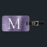 Paarse Violet Geborsteld Metalen Script Monogram S Bagagelabel<br><div class="desc">Paarse Violet Geborsteld Metalen Script Monogram Schattige Bag Label</div>