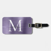Paarse Violet Geborsteld Metalen Script Monogram S Bagagelabel (Voorkant horizontaal)