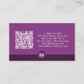 Paarse Violet Geometrische Moderne Monogram QR Cod Visitekaartje (Achterkant)