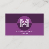 Paarse Violet Geometrische Moderne Monogram QR Cod Visitekaartje (Voorkant)