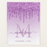 Paarse Violet Glitter Drips Girly Monogram 2021 Planner<br><div class="desc">Modern Glam Paarse Violet Lavendel Plum Glitter Drips Girly Vrouwelijke Luxe Monogram Script Naam 2021 Planner</div>