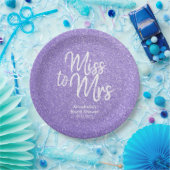 Paarse Violet Glitter Miss voor Mrs Vrijgezellenfe Papieren Bordje (Feest)