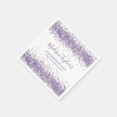 Paarse Violet Glitter Schitterende Confetti Verjaa Servet (Hoek)